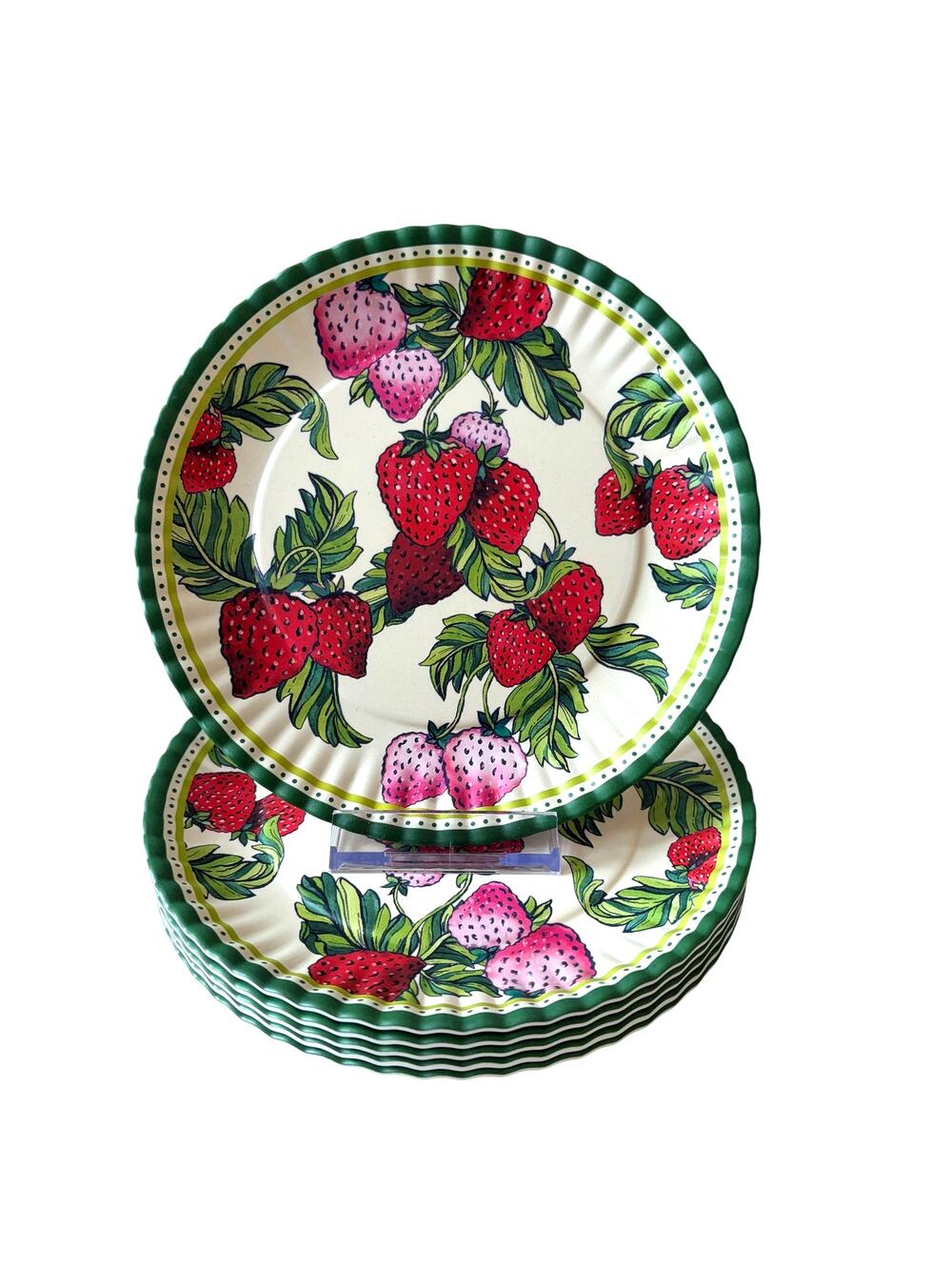 Soho Loft Strawberry Melamine Appetizer Dessert Plates 6.5in Set of 6 NEW
